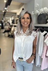 Top Fleur blanc cassé