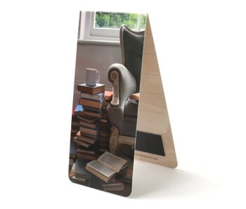 Marque-page magnétique, chaise, livres et café