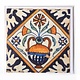 Doble tarjeta, azulejo azul de Delft, florero