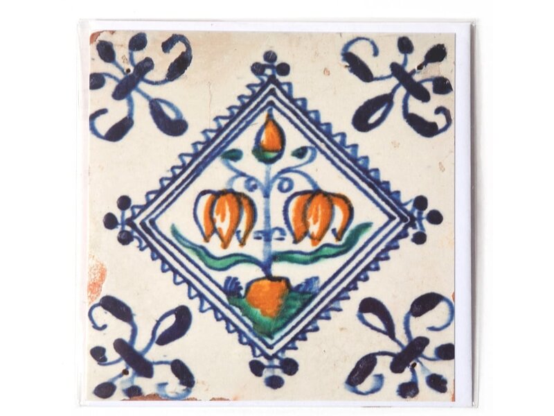 Card, Delft Blue Tile, Flower Bulb