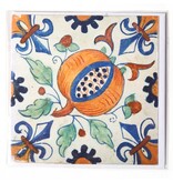 Doppelkarte, Delfter blaue Fliese, Granatapfel