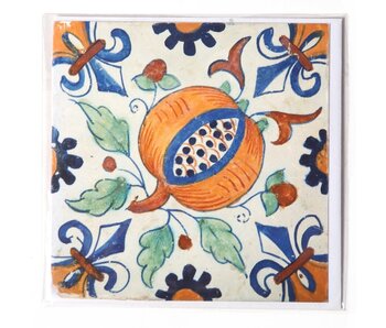 Double carte, tuile bleue de Delft, grenade