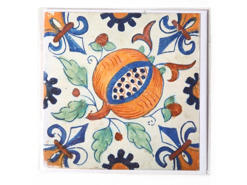 Double carte, tuile bleue de Delft, grenade