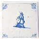 Doble tarjeta, azulejo azul de Delft, músico