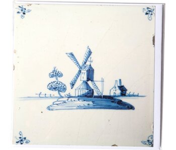 Doppelkarte, Delfter blaue Fliese, Mühle