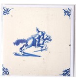 Doble tarjeta, azulejo azul de Delft, Jinete Doble tarjeta, azulejo azul de Delft, Jinete