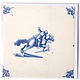 Doble tarjeta, azulejo azul de Delft, Jinete