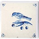 Double carte, tuile bleue de Delft, oiseau sur une branche