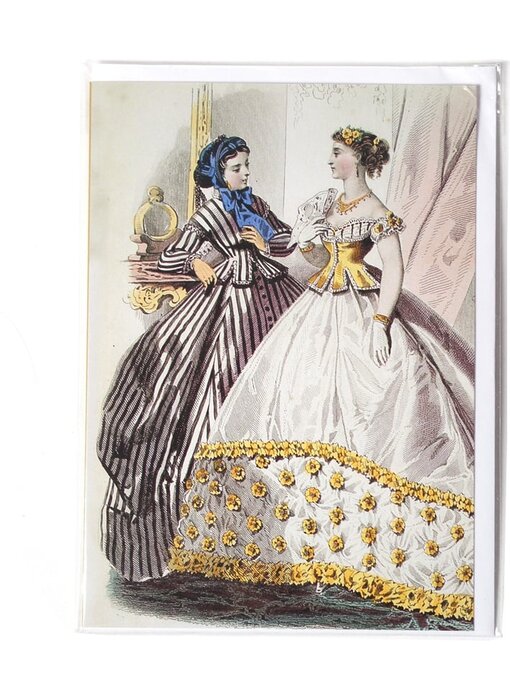 Card, Two ladies in black and white