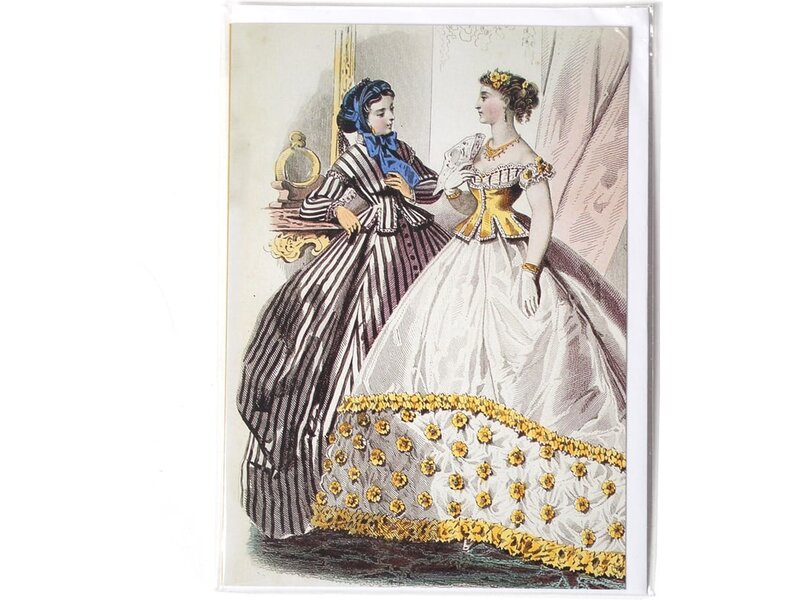 Card, Two ladies in black and white