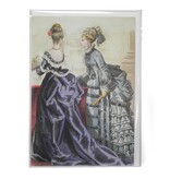 Doble tarjeta, dos damas en morado y verde Doble tarjeta, dos damas en morado y verde