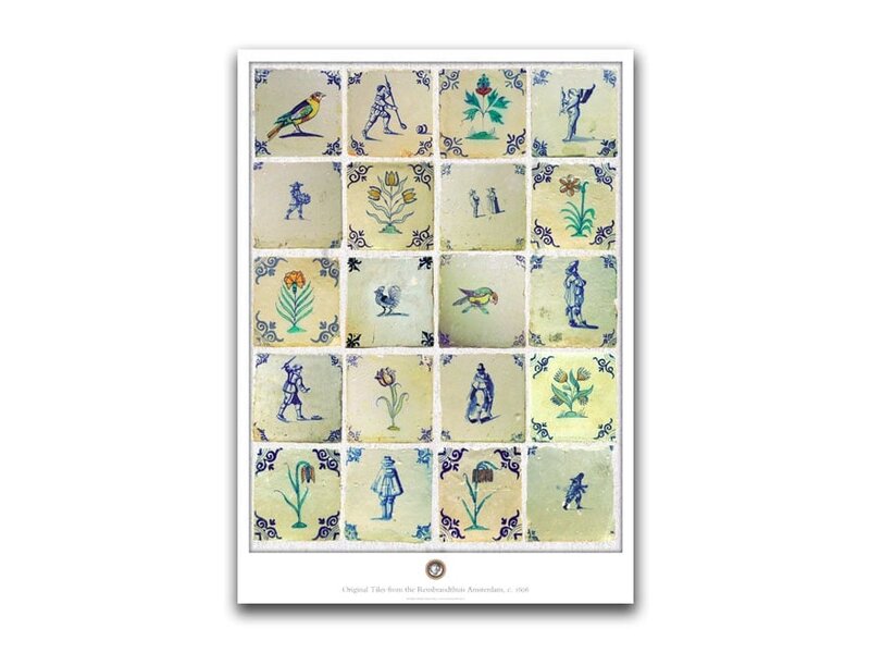 Plakat, 50 x 70, blaue Delfter Fliesen