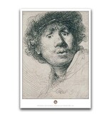 Poster, 50 x 70 cm , Zelfportret met verbaasde blik ,Rembrandt Poster, 50 x 70 cm , Zelfportret met verbaasde blik ,Rembrandt