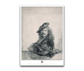 Plakat, 50 x 70 cm, Selbstporträt auf einer Steinschwelle, Rembrandt