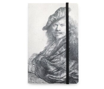 Softcover-Notizbuch A6, Selbstporträt, auf einen Stein gestützt, Rembrandt