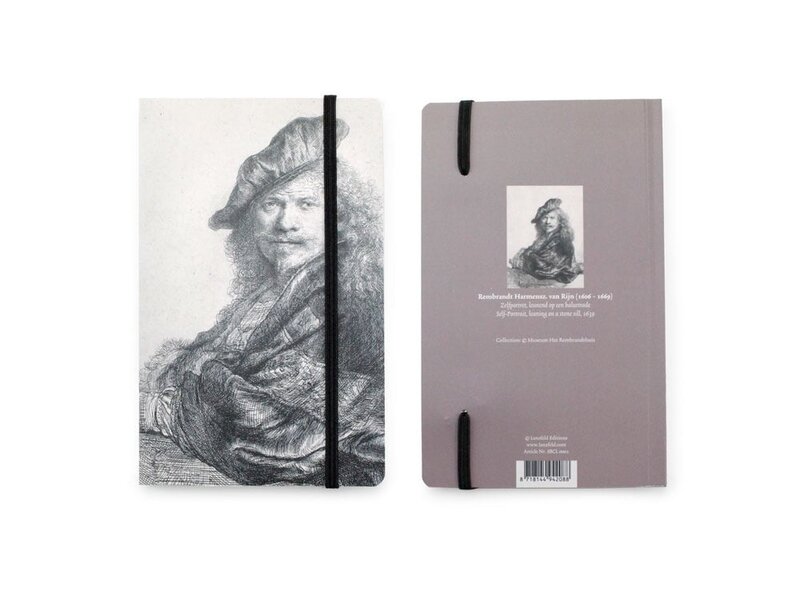 Softcover notitieboekje, Zelfportret, leunend op een steen, Rembrandt