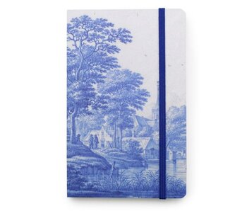Softcover Notebook A6, Dutch Riverside Scene Delft Blue
