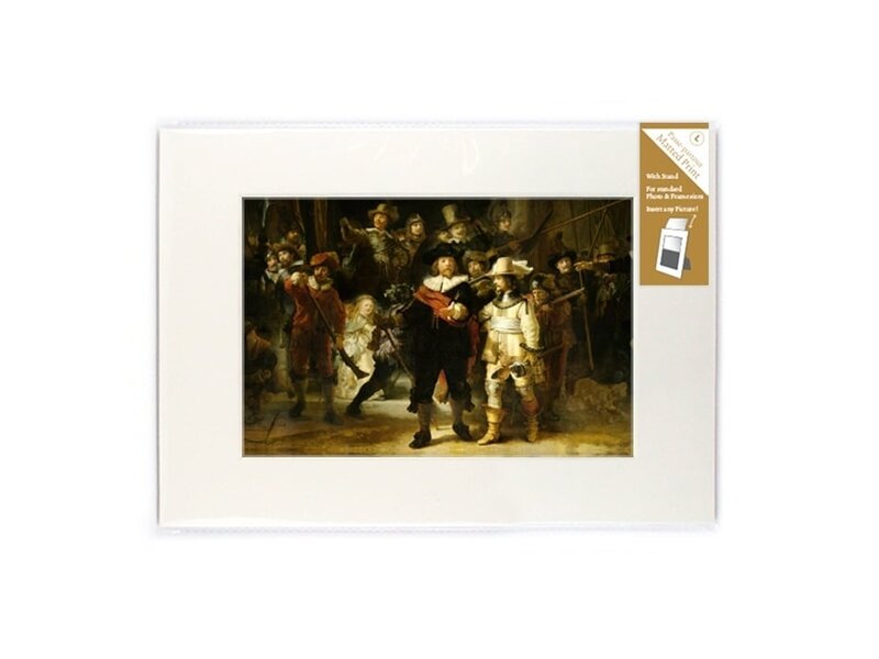Passe-partout met reproductie, L, De Nachtwacht, Rembrandt