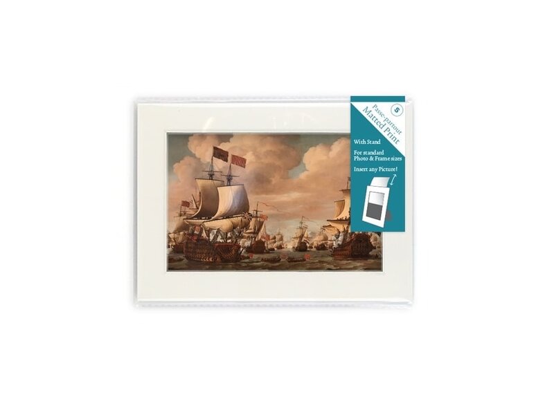Passe-partout avec reproduction, S, Navires en mer, Van de Velde