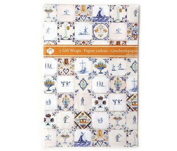 Papier cadeau, carreaux polychromes de Delft