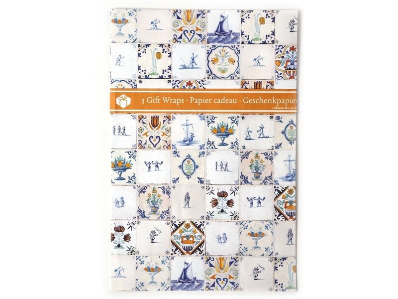 Papier cadeau, carreaux polychromes de Delft