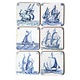 Posavasos, azulejos azules de Delft Barcos