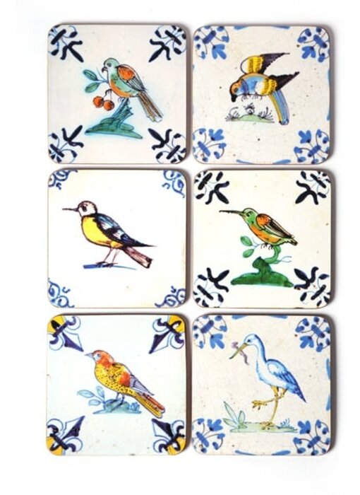 Dessous de verre, tuiles polychromes de Delft