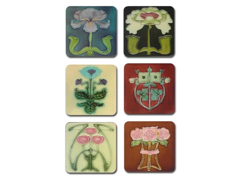 Onderzetters Art Nouveau FlowerTiles uit de jaren 1900-1910
