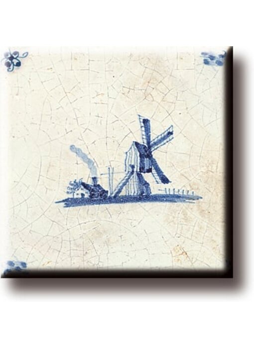 Aimant pour réfrigérateur, carrelage bleu de Delft, moulin à vent 'De Eendracht'