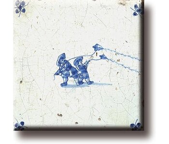 Imán de nevera, Azulejo azul de Delft, Juegos infantiles: vuelo de cometas