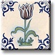 Imán de nevera, azulejo azul de Delft, tulipán color berenjena