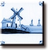 Koelkastmagneet, Delfts blauwe tegel, Molen 'De Drie Gezusters'