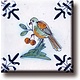 Aimant pour réfrigérateur, carrelage bleu de Delft, oiseau aux baies