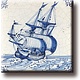Fridge magnet, Delft blue tile, Merchant ship
