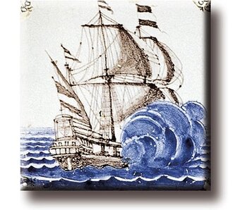 Kühlschrankmagnet, Delfter blaue Fliese, Ostindien-Schiff