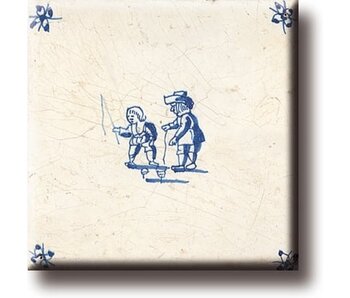 Aimant pour réfrigérateur, carrelage bleu Delft, jeux pour enfants, toupies