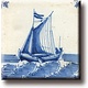 Koelkastmagneet, Delfts blauwe tegel, Zeilschip