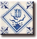 Koelkastmagneet, Delfts blauwe tegel, Tulp Quadrupel
