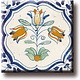 Fridge magnet, Delft blue tile, Triplet, Polychrome