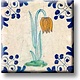 Fridge magnet, Delft blue tile, Lapwing flower