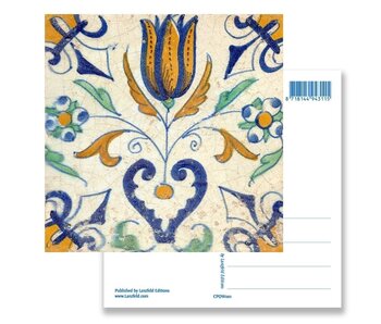 Ansichtkaart, Delfts blauwe tegel Tulp met hart