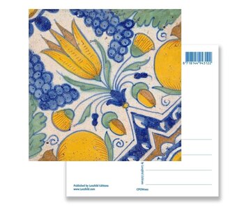 Postal, azulejo azul de Delft Diagonal Tulip Policromo