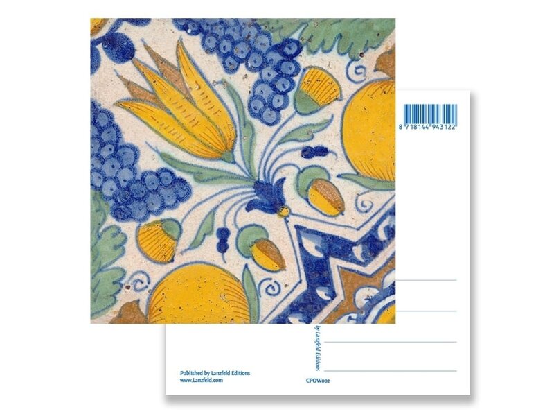 Carte postale, tuile bleue de Delft Diagonal Tulip Polychrome