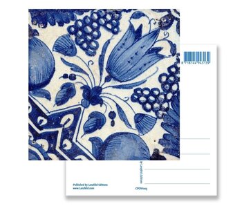 Carte postale, Delft Blue Tile Diagonal Tulip