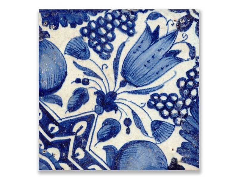 Postkarte, Delft Blue Tile Diagonal Tulipip