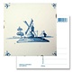 Postkarte, Delfter Windmühle mit blauen Fliesen 'De Eendracht'