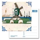 Postcard, Delft Blue Polychrome Tile with Windmill