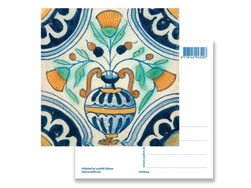 Postcard, Delft Blue Tile with Flower Vase, c. 1650