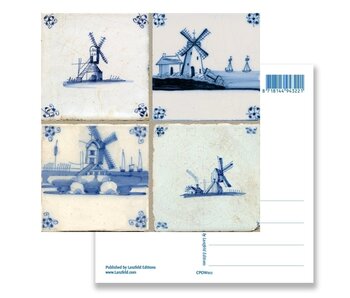 Postal, molinos de tableau de azulejos azules de Delft