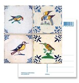Ansichtkaart, Delfts blauwe tegels Tableau vogels